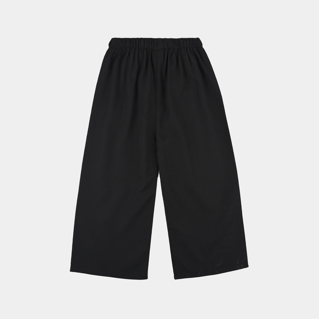 Girls Poly Cotton Culotte Waves-BLACK