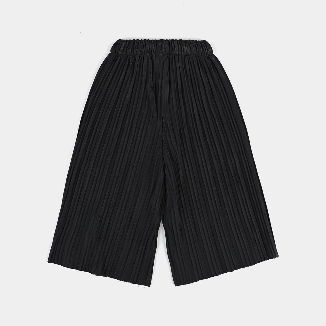 Girls Poly Cotton Culotte Crinkle-BLACK