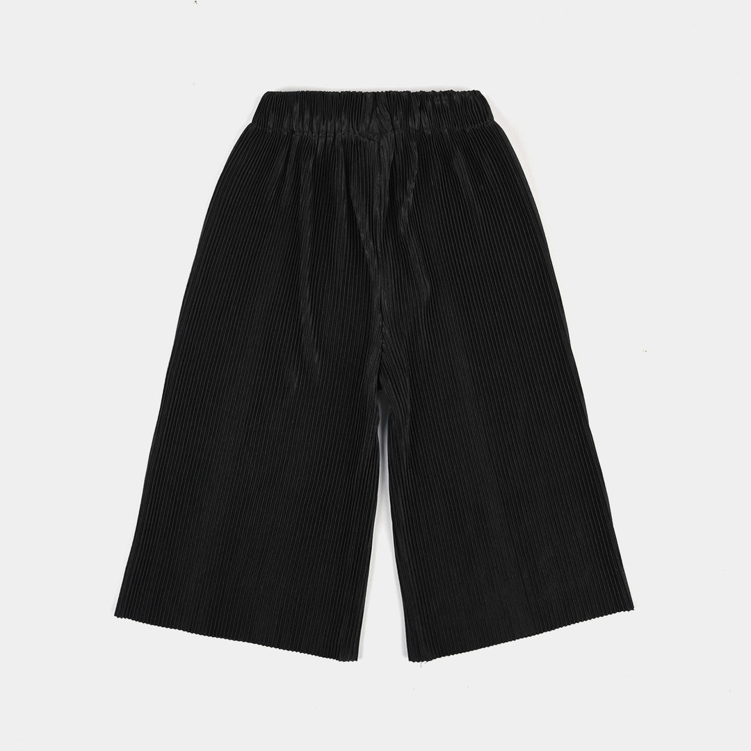 Infant Girls Poly Cotton Culotte Pin Pleats-BLACK