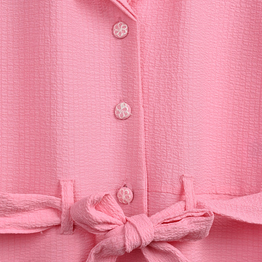 Girls Viscose Jumpsuit Resort Collar-Pink