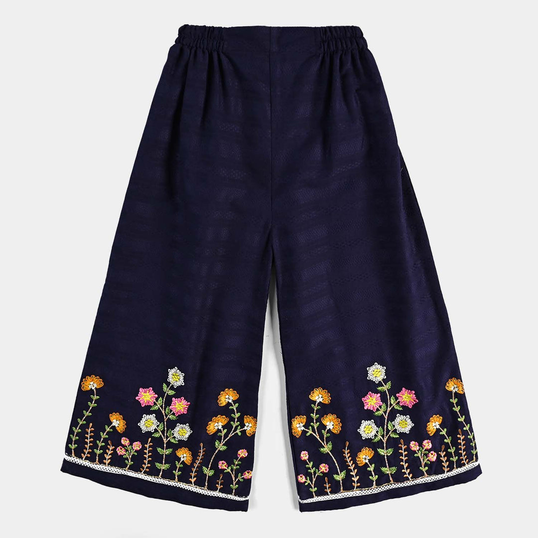 Girls Cotton Emb 2Pcs Garden-Navy Blue