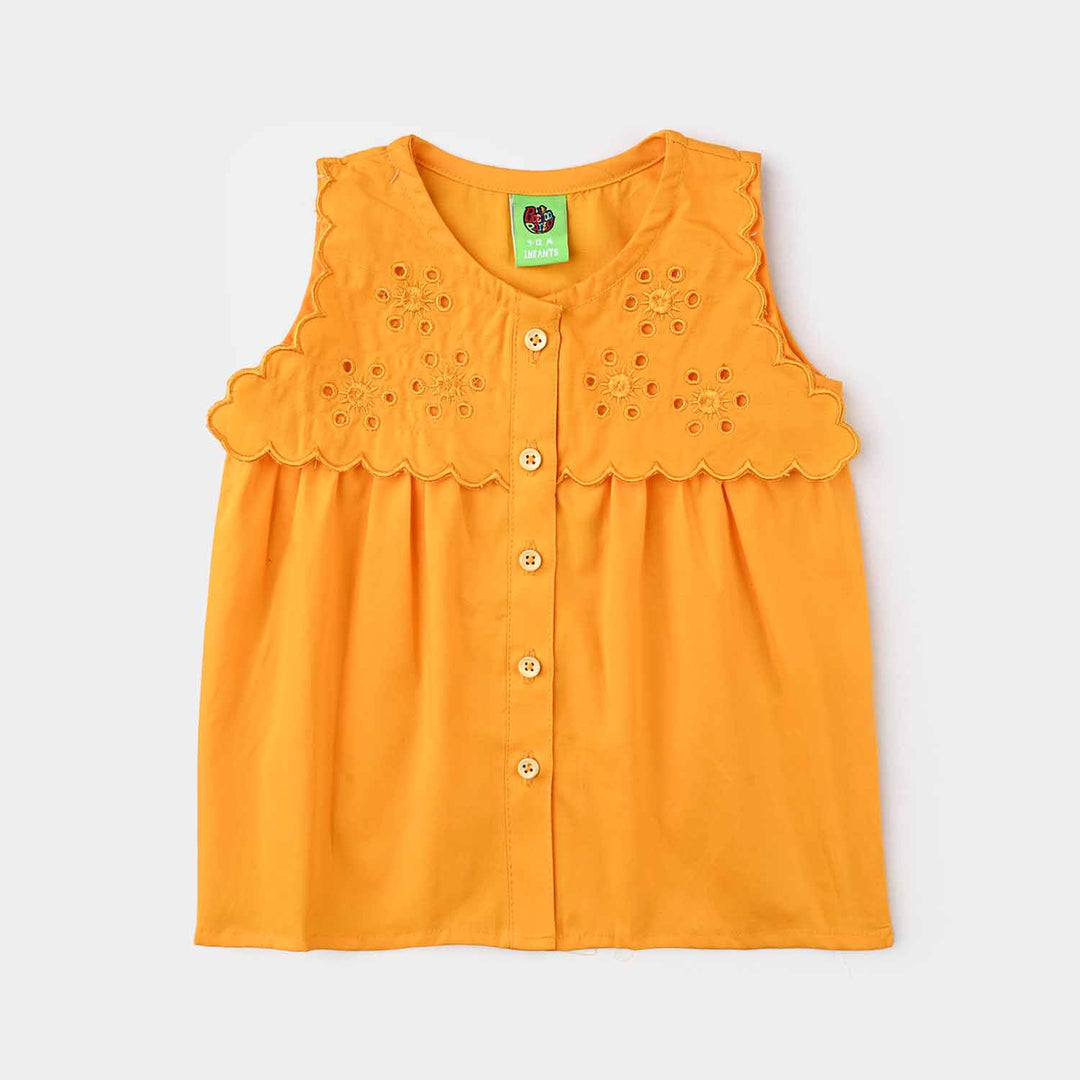 Infant Girls Cotton Emb Top Sunflowers-Citrus