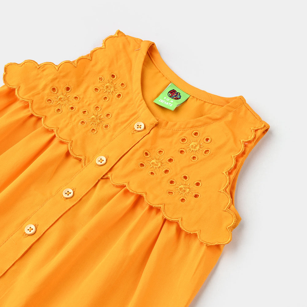 Infant Girls Cotton Emb Top Sunflowers-Citrus