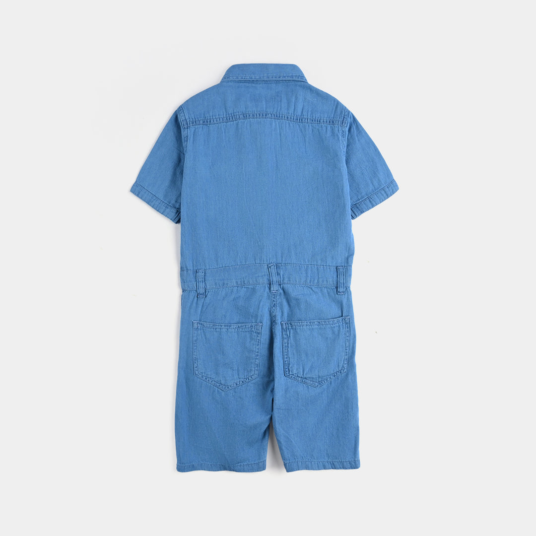 Girls Denim rigid Dungaree Cutest-Light Blue