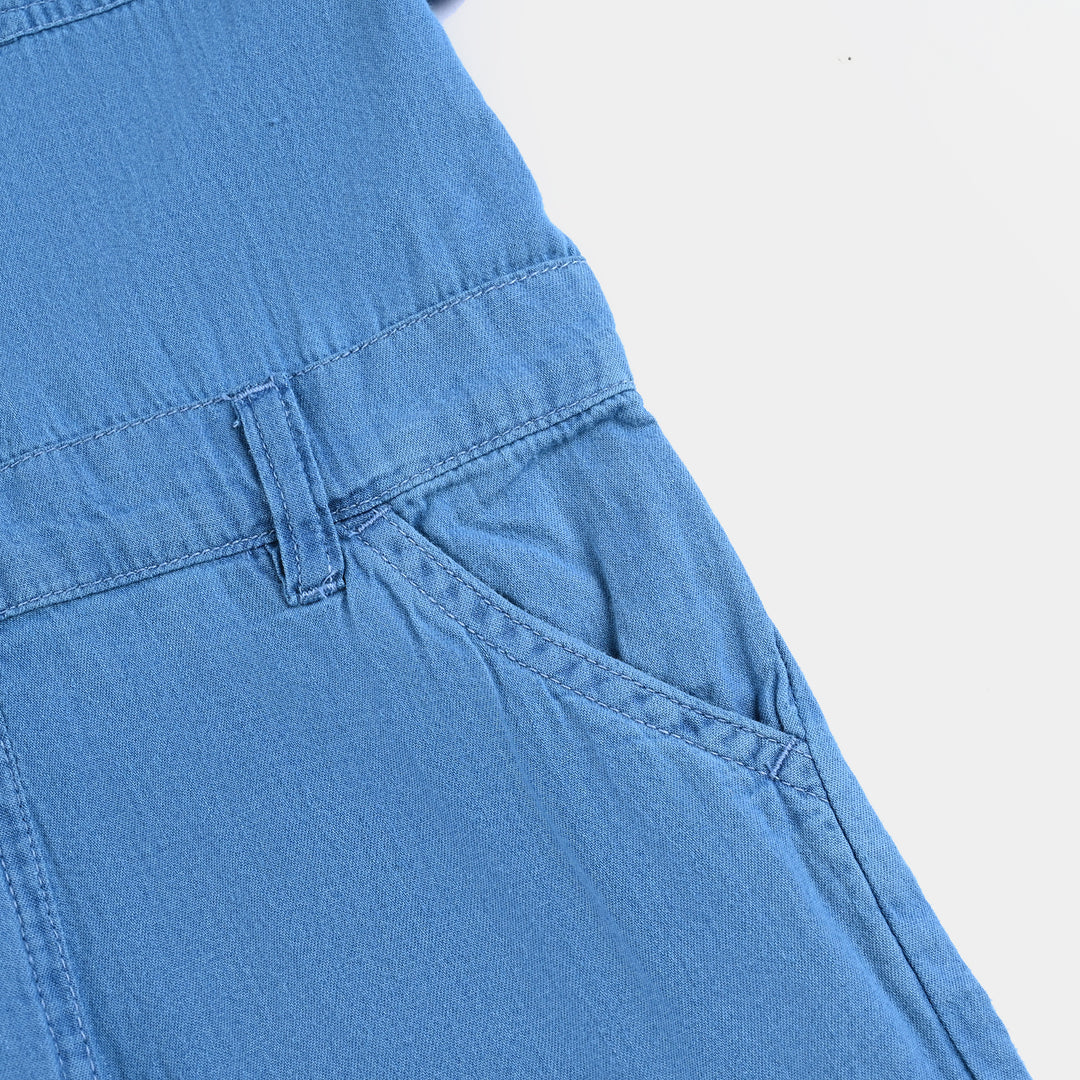 Girls Denim rigid Dungaree Cutest-Light Blue