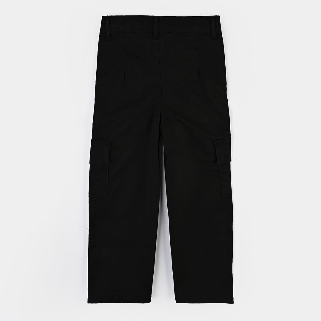 Girls Pant Pearl Flower-BLACK