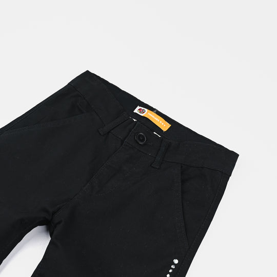 Girls Cotton Pant Studs Line-BLACK