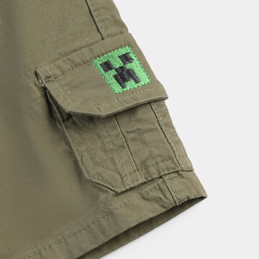 Boys Cotton Twill Short-Olive green