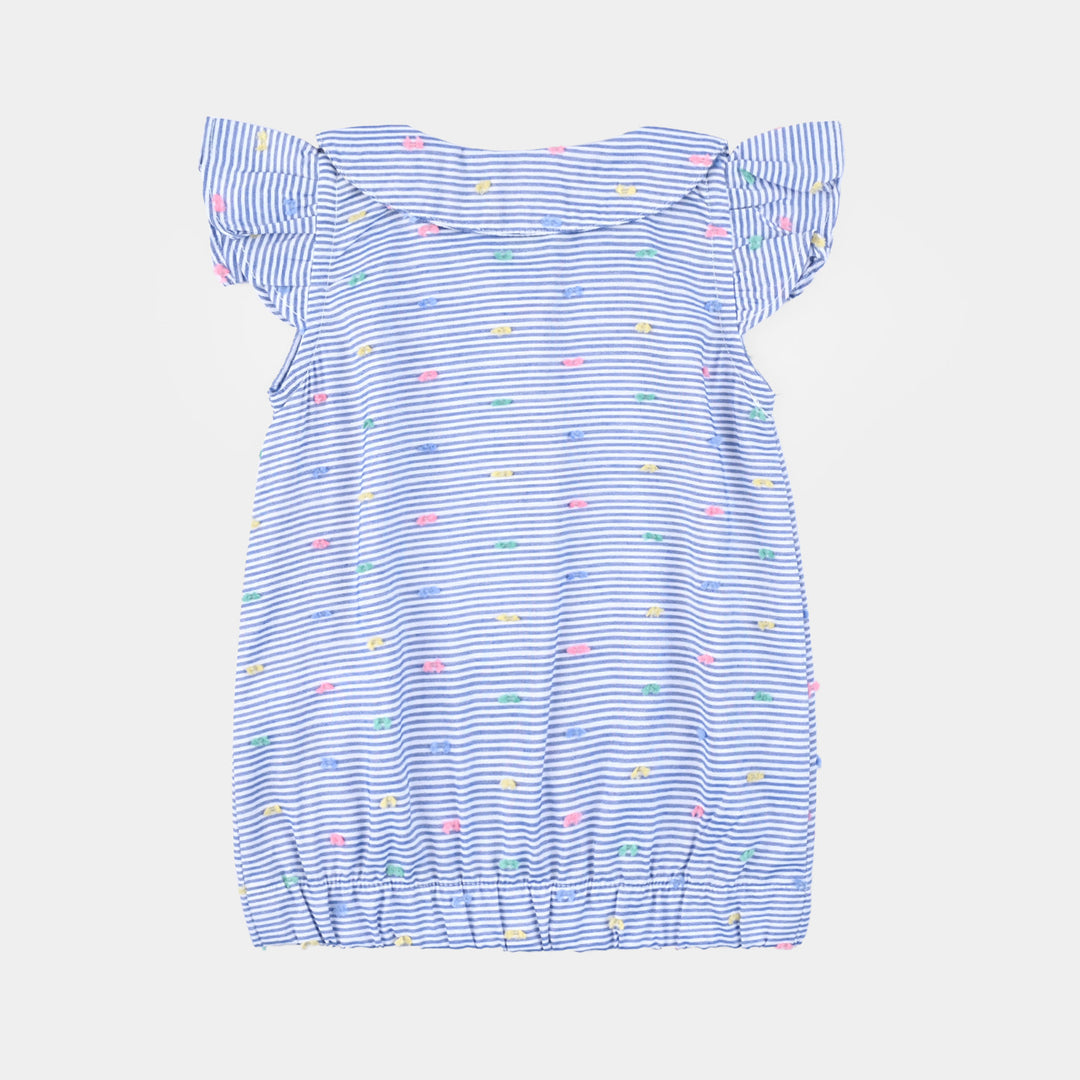 Infant Girls Yarn Dyed 2 PC Fluffy Stripe-Blue.Stripe