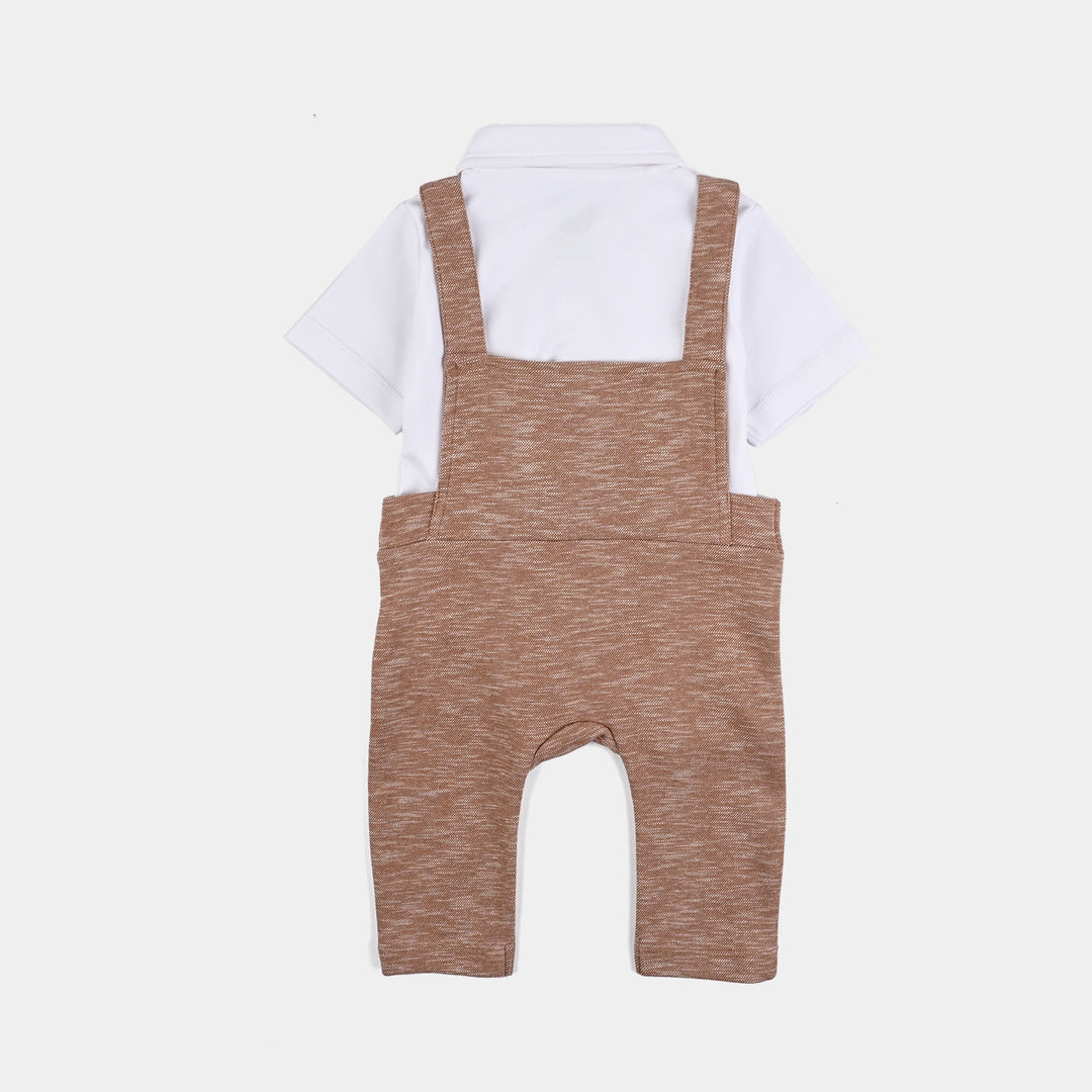 Infant Boys Cotton Interlock 2PC Suit Bear Face-BROWN