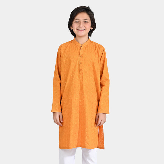 Boys Cotton Basic Kurta (Chicken)-Mustard