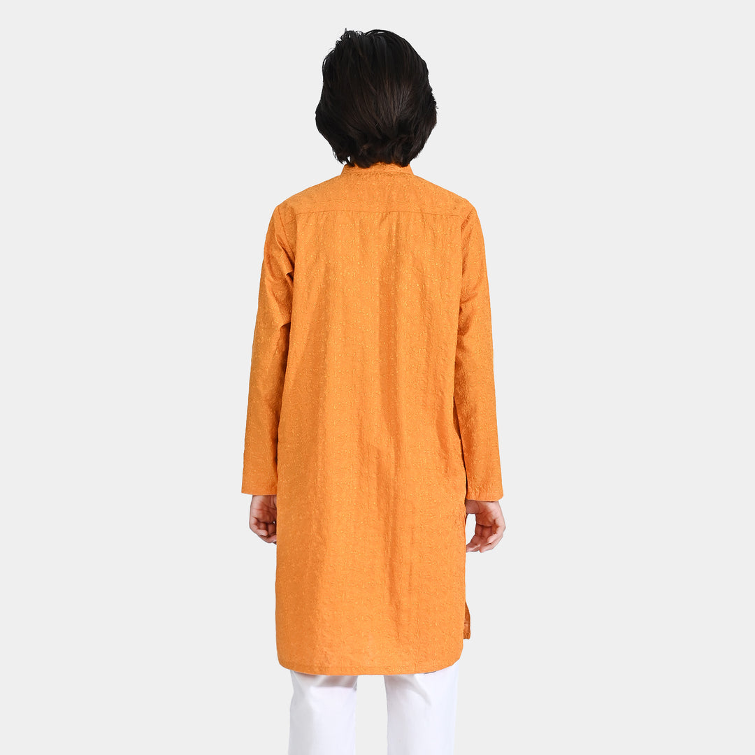 Boys Cotton Basic Kurta (Chicken)-Mustard