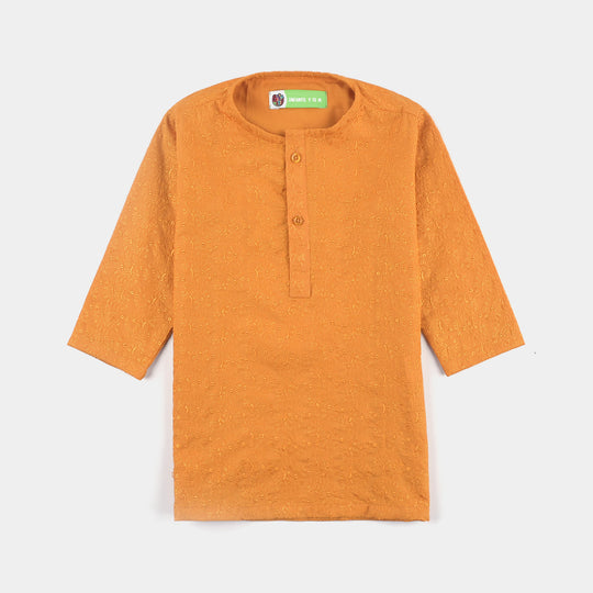 Infant Boys Cotton Basic Kurta (Chicken)-Mustard