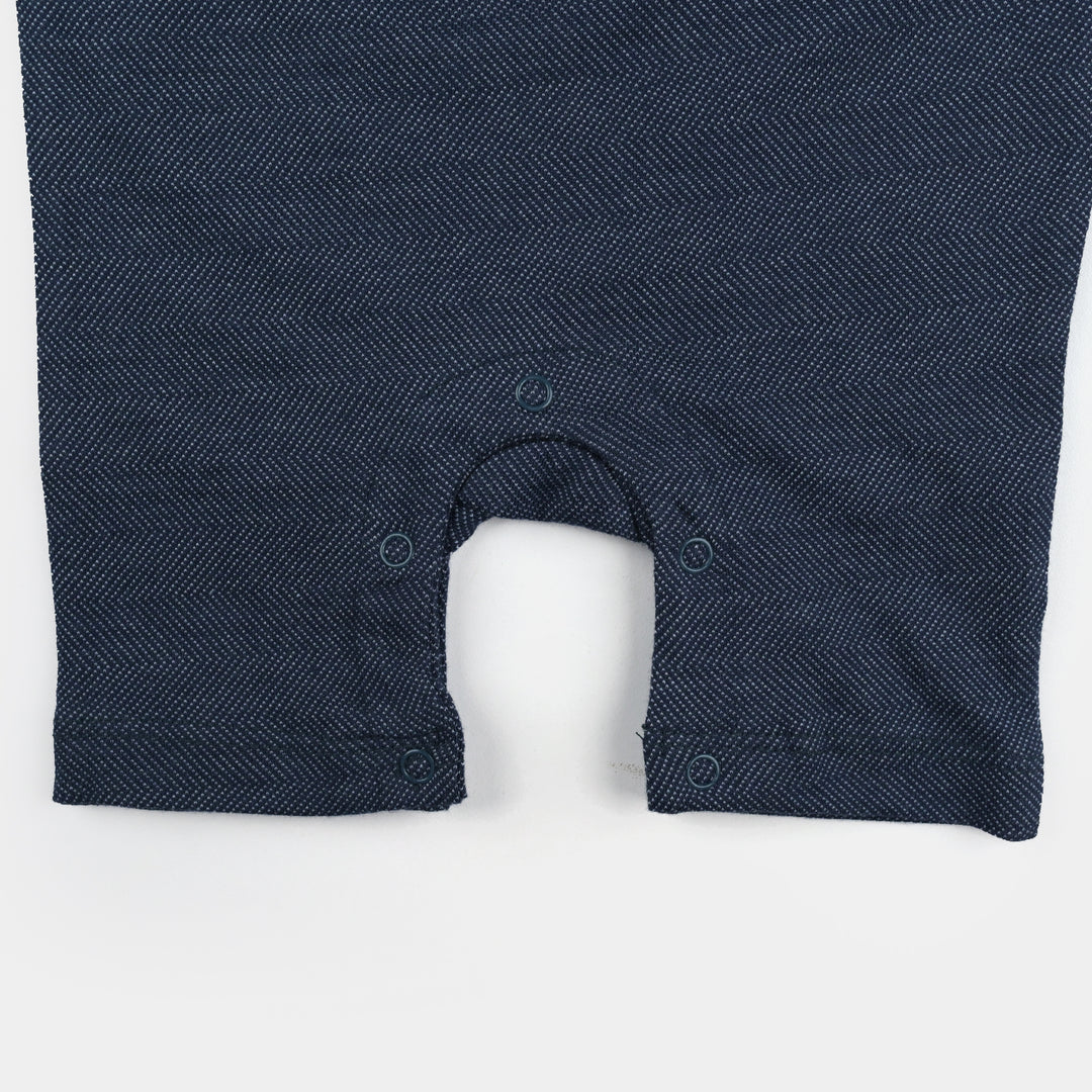 Infant Boys Cotton Terry Romper Fashion Penguin-NAVY