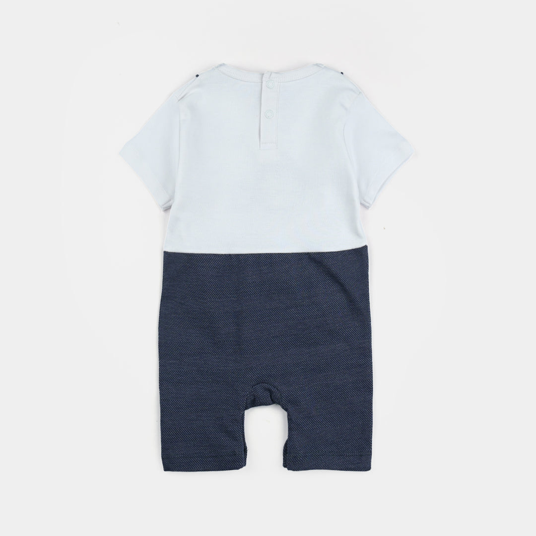 Infant Boys Cotton Terry Romper Fashion Penguin-NAVY