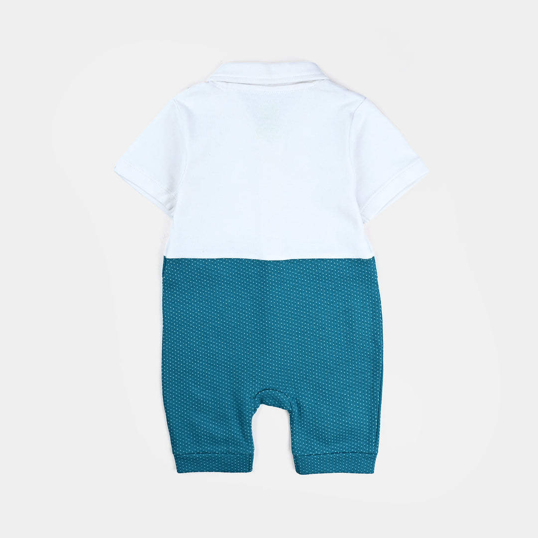 Infant Boys Cotton Interlock Romper Front Open Coat-Blue Price in