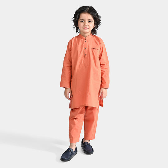 Boys Cotton Kurta Pajama Suit (Pointed Placket)