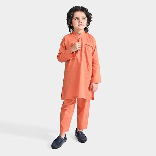 Boys Cotton Kurta Pajama Suit (Pointed Placket)