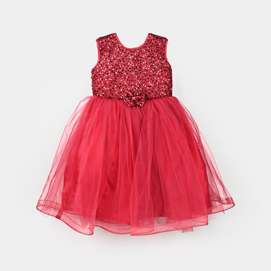 Girls Fancy Frock Glow-MAROON