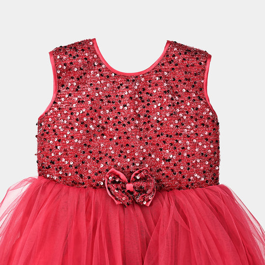 Girls Fancy Frock Glow-MAROON