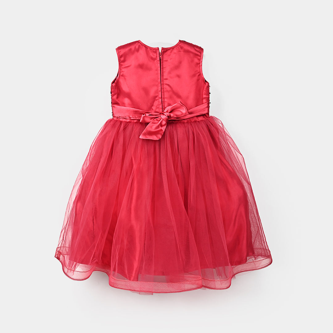 Girls Fancy Frock Glow-MAROON