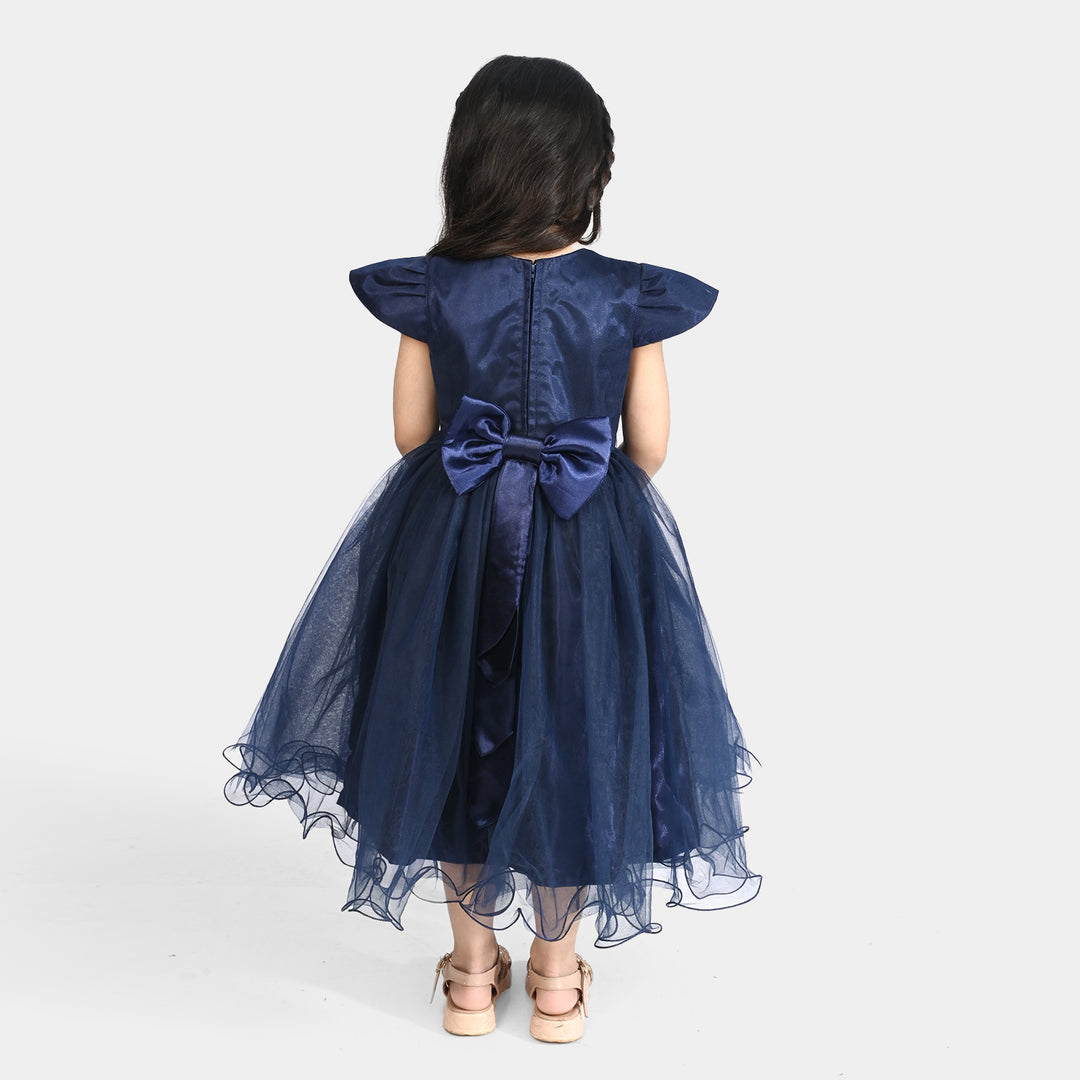 Girls Net Fancy Frock All Day-Navy Blue