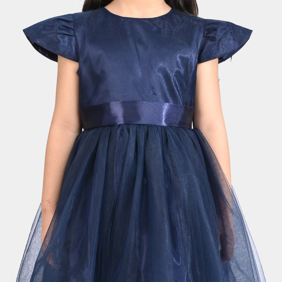 Girls Net Fancy Frock All Day-Navy Blue