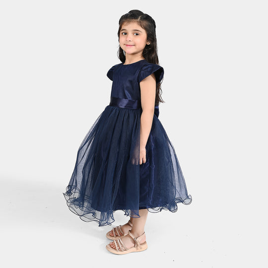 Girls Net Fancy Frock All Day-Navy Blue