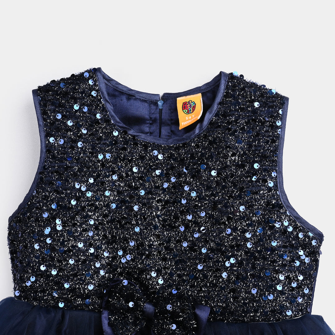 Girl Sequence Fancy Frock Glow-B-Navy Blue