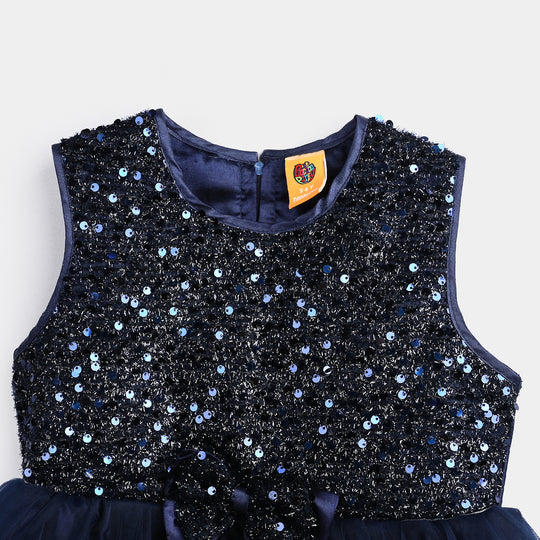Girl Sequence Fancy Frock Glow-B-Navy Blue