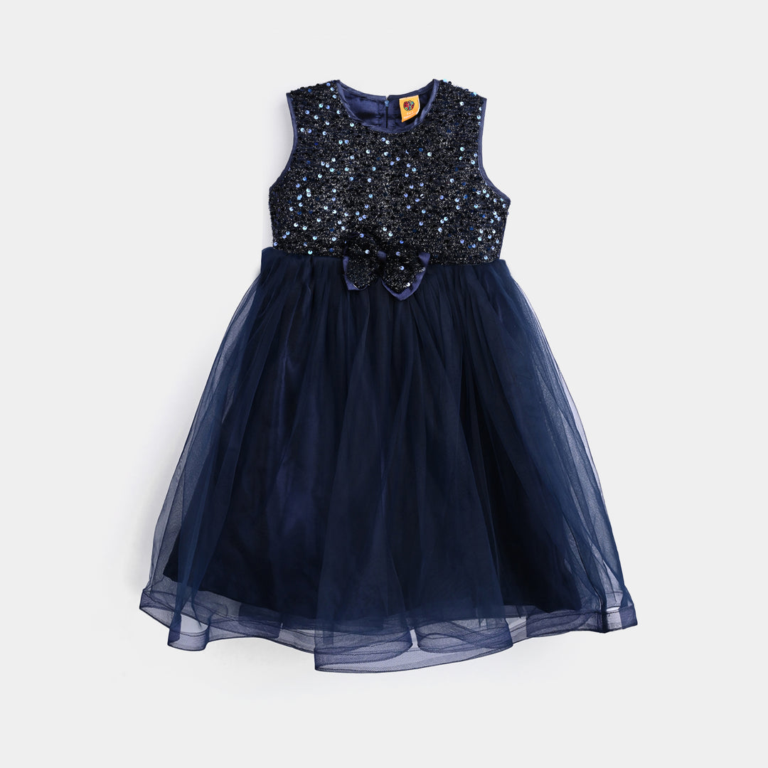 Girl Sequence Fancy Frock Glow-B-Navy Blue
