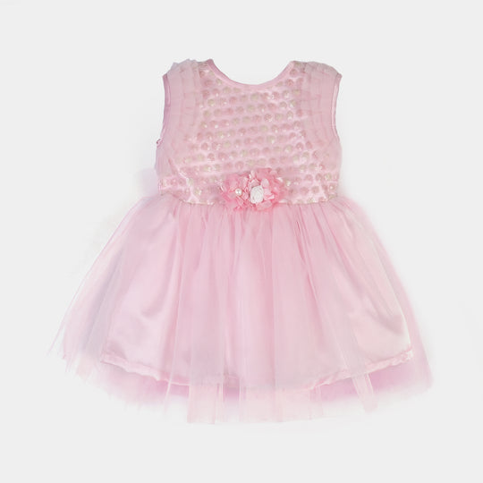 Infant Girl Net Fancy Frock Dreamy-Pink