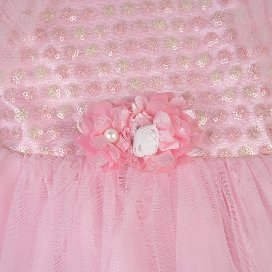 Infant Girl Net Fancy Frock Dreamy-Pink