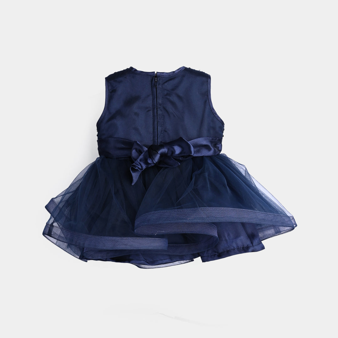 Infant Girl Sequence Fancy Frock Glow-B-Navy Blue