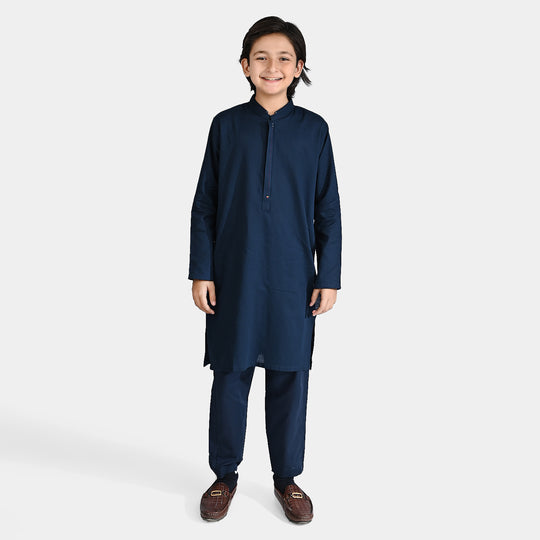 Boys Cotton Shalwar Suit (Metal Stud)-NAVY