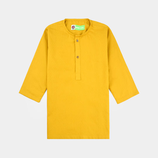 Infant Boys Cotton Basic Kurta (Blended Square)-Mustard