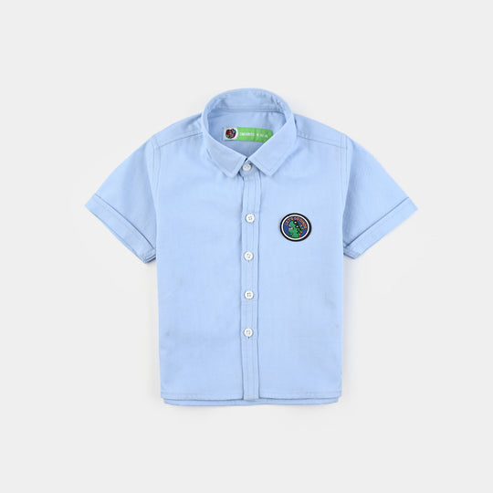 Infant Boys Oxford Basic Casual Shirt (Dino)-L/BLUE