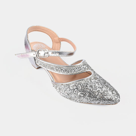 Girls Pumps Heels 456-84-SILVER