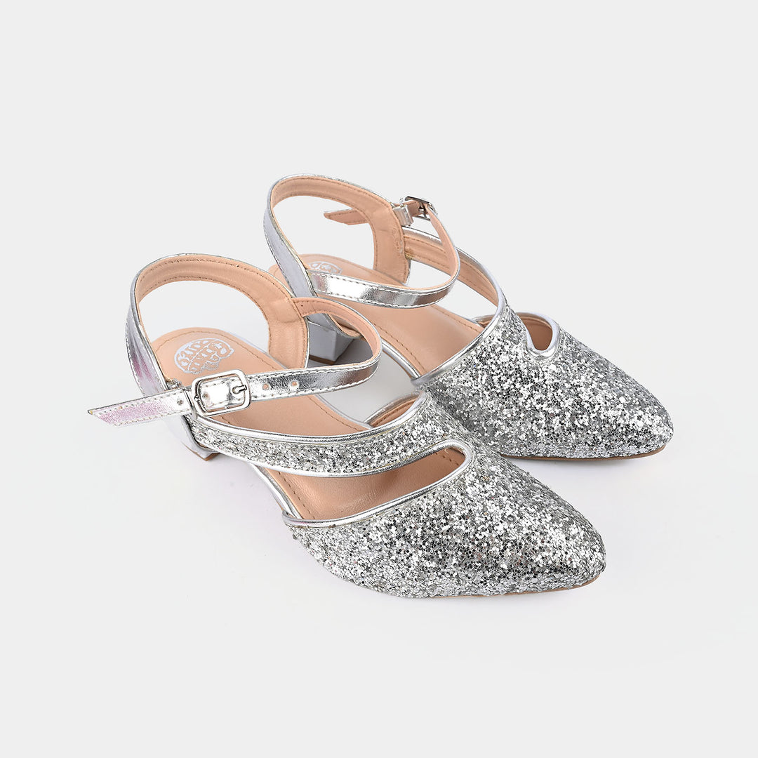 Girls Pumps Heels 456-84-SILVER