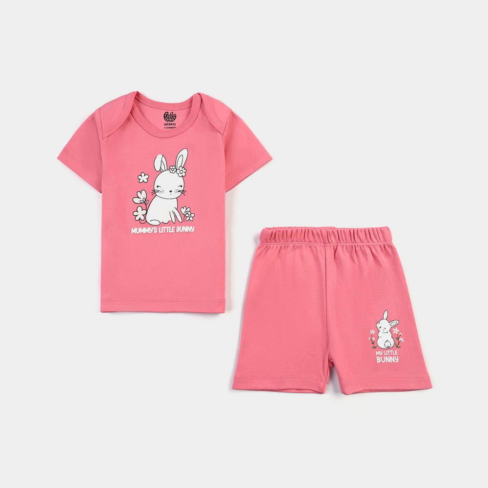 Infant Girls Cotton Interlock 4 Piece Set-S.PINK