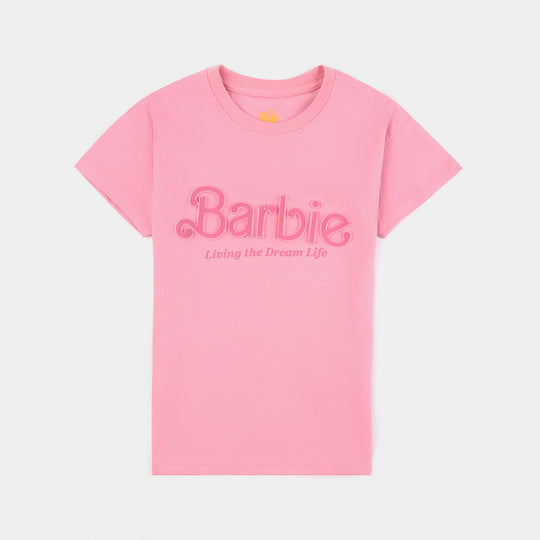 Girls Cotton Jersey T-Shirt H/S Barbie Living The Dream-C.Pink