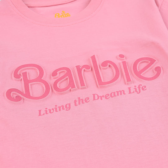 Girls Cotton Jersey T-Shirt H/S Barbie Living The Dream-C.Pink