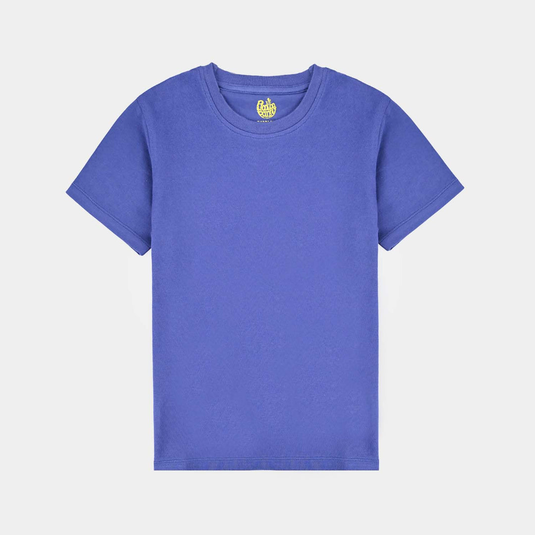 Boys Lycra Jersey BASIC T-SHIRT-Navy Blue