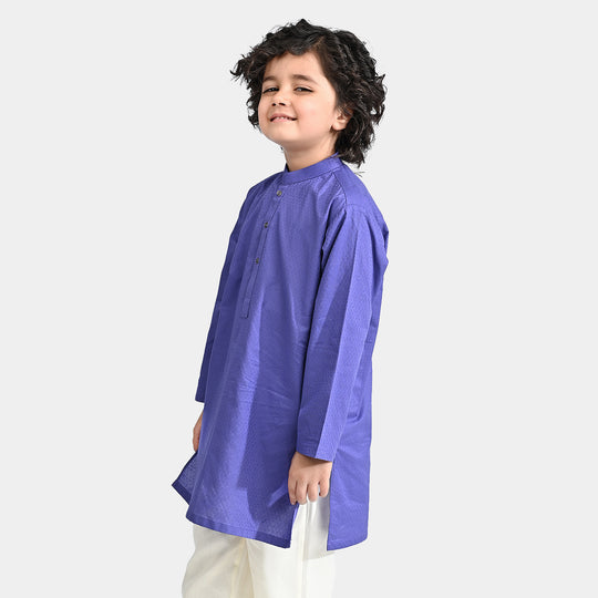 Boys Cotton Basic Kurta (Blended Square)-Purple