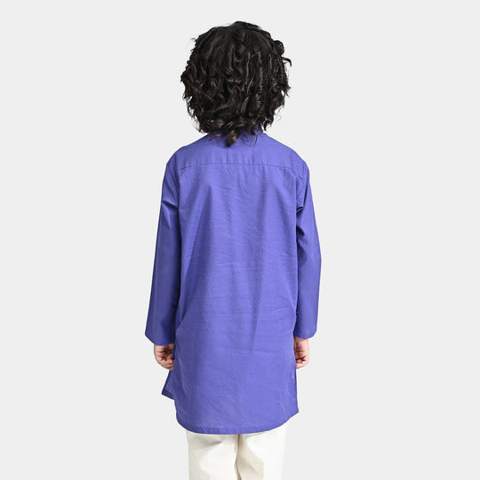 Boys Cotton Basic Kurta (Blended Square)-Purple