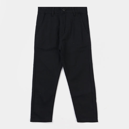 Boys Cotton Basic Pant-Jet Black