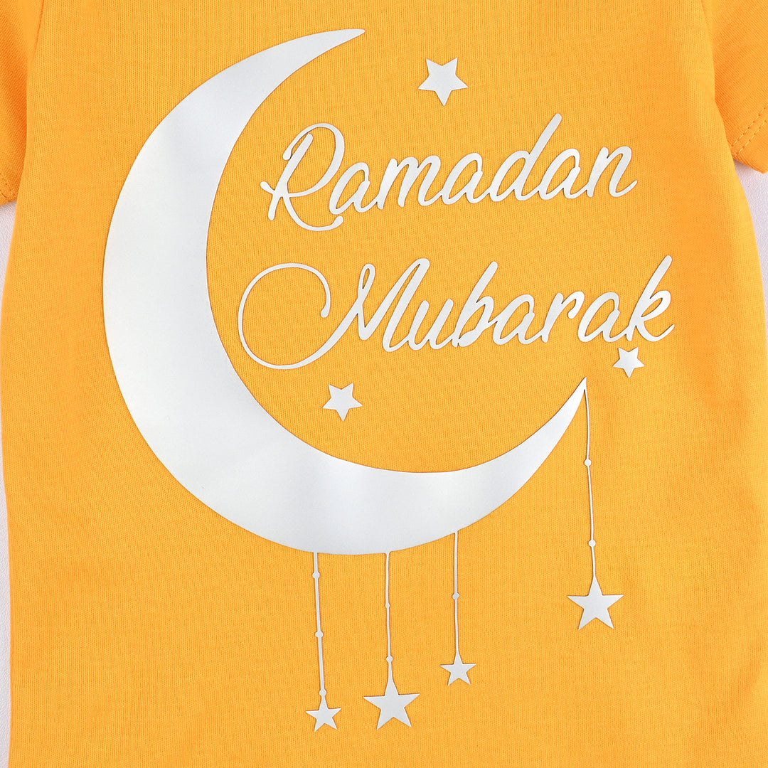 Infant Unisex Cotton Interlock Romper Best Ramadan Mubarak-Citrus