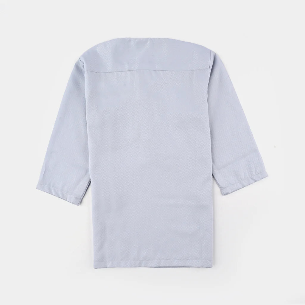 Infant Boys Poly Viscose Kurta Pajama Suit (Placket EMB)-B.White