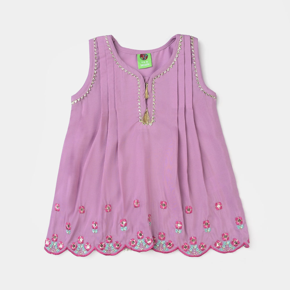 Infant Girls poly cambric Fancy 2Pcs Rani-Lylac