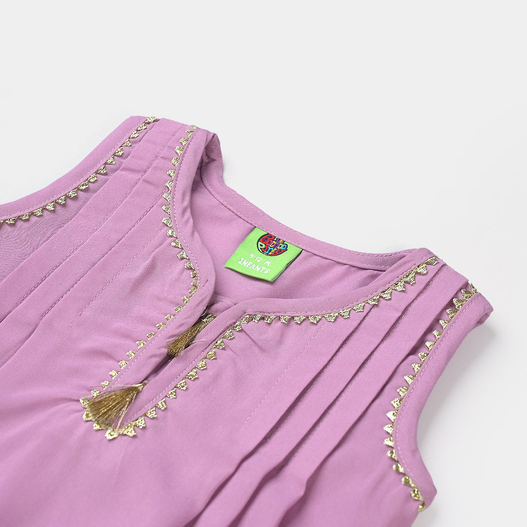 Infant Girls poly cambric Fancy 2Pcs Rani-Lylac